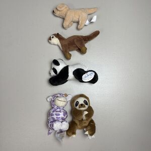 5 Wishpets Finger Puppet Hugger Mini  Plush Toy lot, y lab otter panda sloth